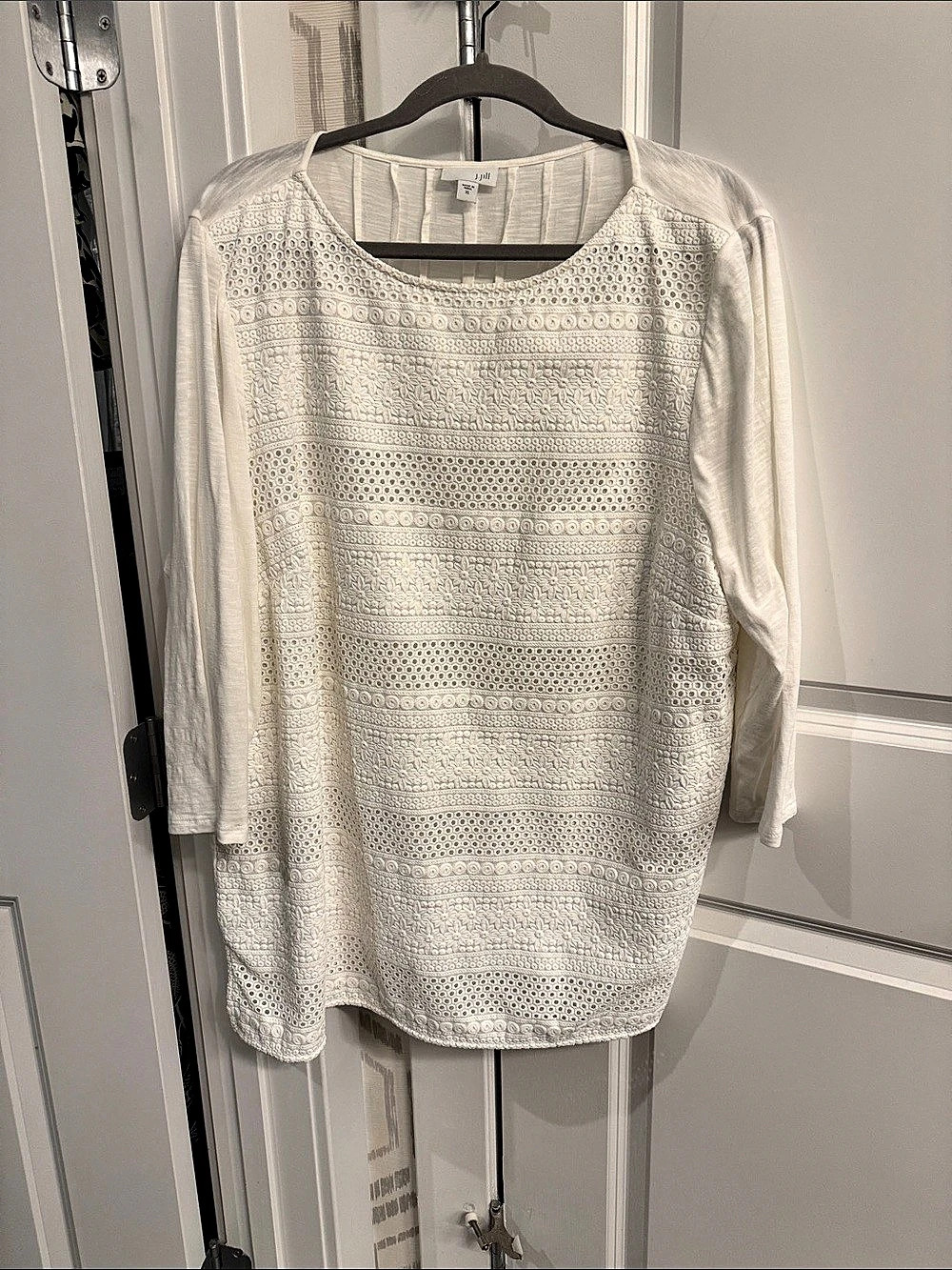 J.jill Eyelet-Trimmed Eyelet Top Tunic White XL